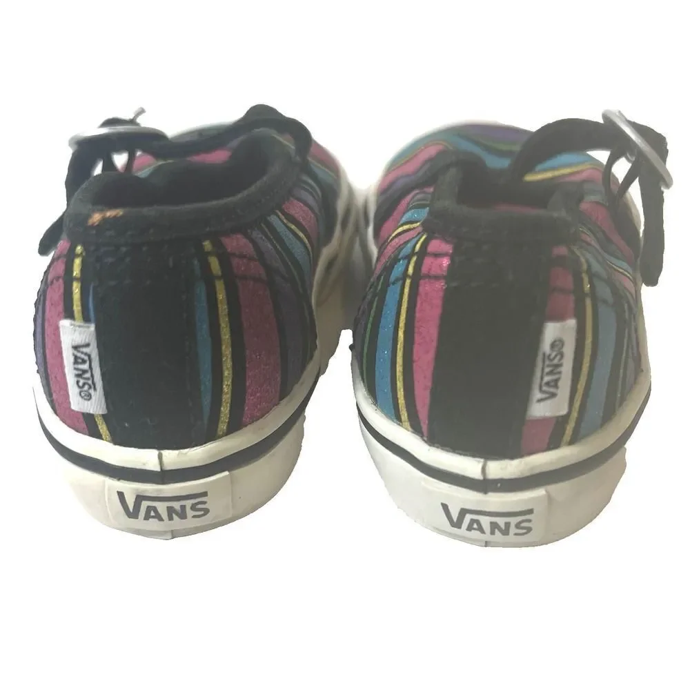 Vans Shoes Toddler Girls 5.5 Multicolor Glitter Striped Comfort Casual Mary Jane